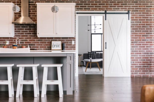 Barn door in a kitchen